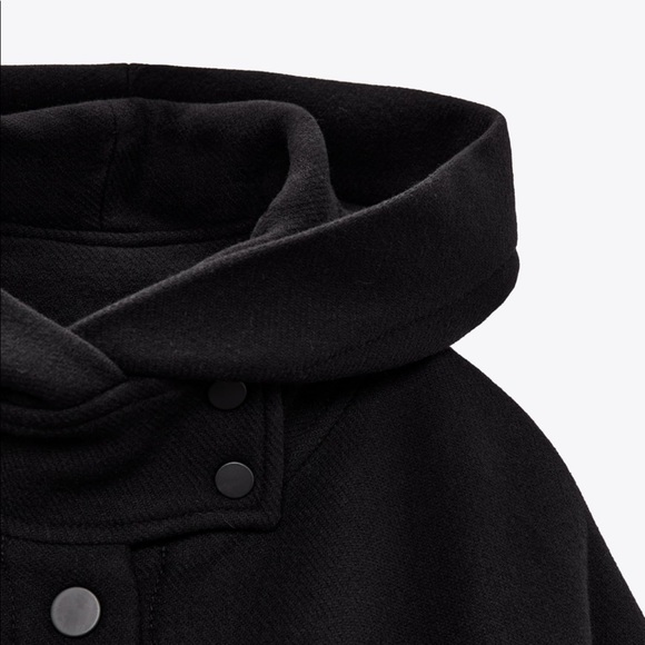 NWT ZARA LIMITED EDITION BLACK WOOL PONCHO COAT SIZE M - Picture 3 of 5